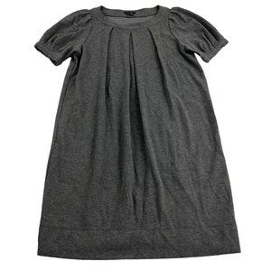 Theory Shift Dress Women’s Small Gray Heather Pleated Puff Sleeve Viscose